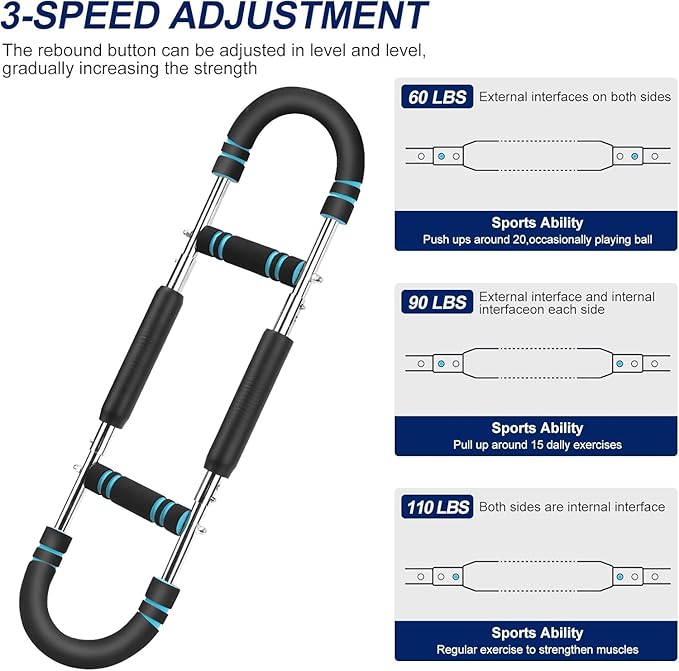 Twister Arm Trainer, 40-100lb Adjustable Chest Workout Equipment Power Twist Arm Trainer, Forearm Strengthener, Portable Spring Resistance for Home Fitness