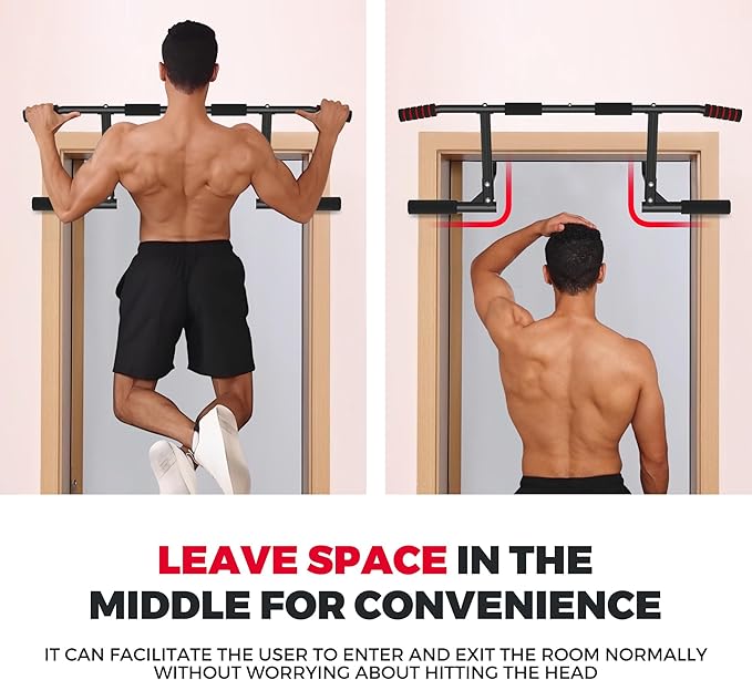 ONETWOFIT Pull Up Bar for Doorway, 440 lbs Heavy Duty Upper Body Fitness Workout Bar for Home Gym Exercise, Multi-Grip Strength Wall Mounted Door Frame Chin-Up Bar for Almost All Doors
