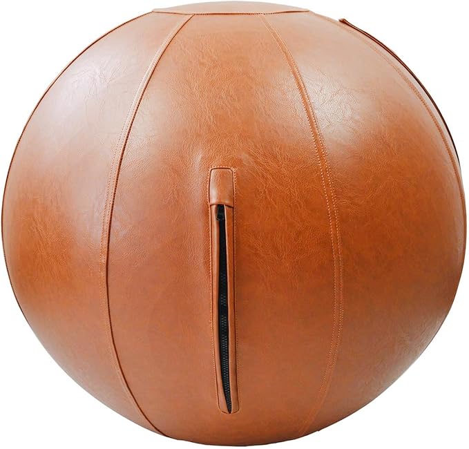 LifeSpan Fitness Yoga Exercise Ball Chair - Fitness Ball for Workout, Birthing Ball for Pregnancy, Exercise Ball Chair for Office, Balance Ball Chair (Caramel Leather, 25 Inch)