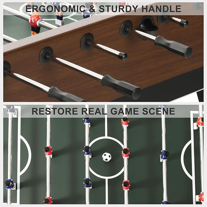 Foosball Table, 58inch Competition Soccer Table Game w/ 2 Balls for Adult Kids Youth, Heavy-Duty Arcade Table Soccer for Home, Game Room