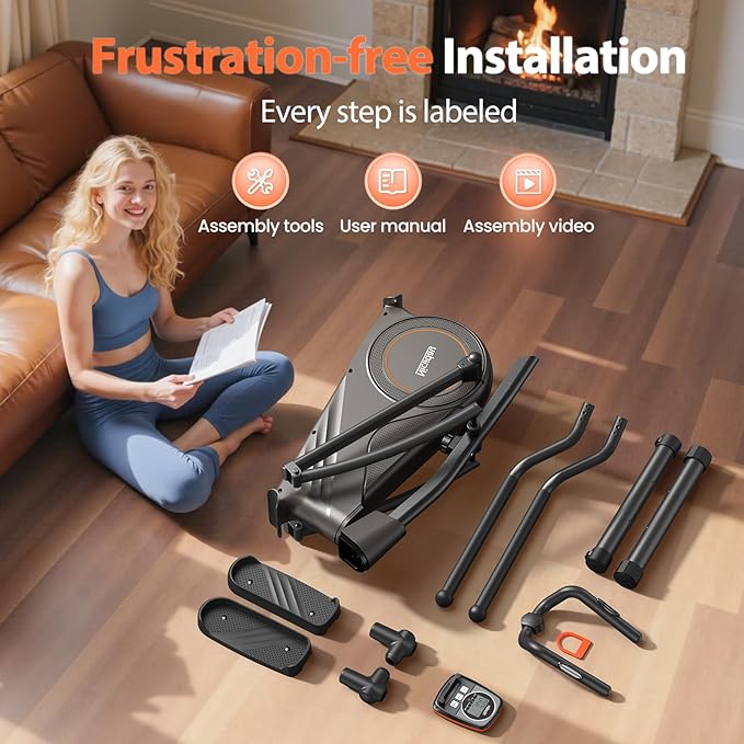 Niceday Elliptical Machine, Elliptical Exercise Machine for Home with Hyper-Quiet Magnetic Driving System, Elliptical Trainer with 15.5IN-20IN Stride, 16 Resistance Levels, 500LBS Loading Capacity