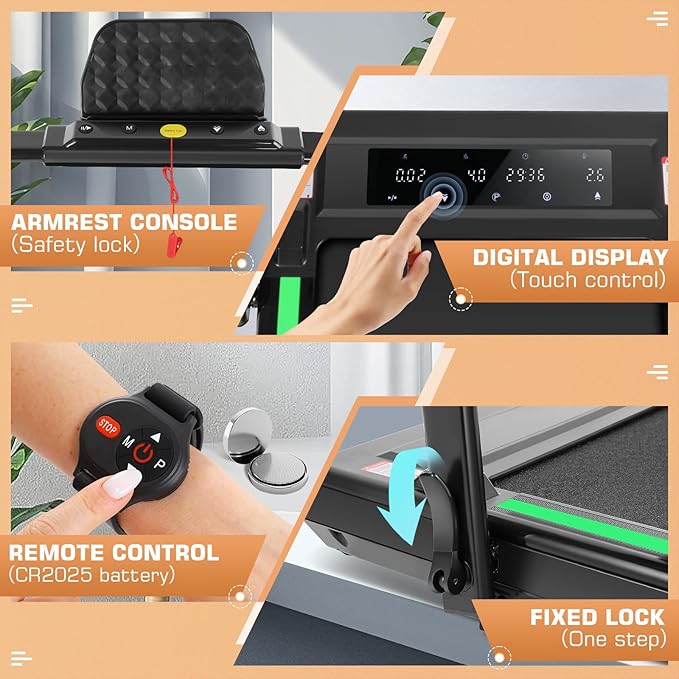 ANCHEER 4 in 1 Under Desk Treadmill with Incline - 2s Folding/Max 300 lb Capacity Walking Pad - Compact Electric Treadmill for Home, Gym, or Office with LED Touch Screen and Remote Control