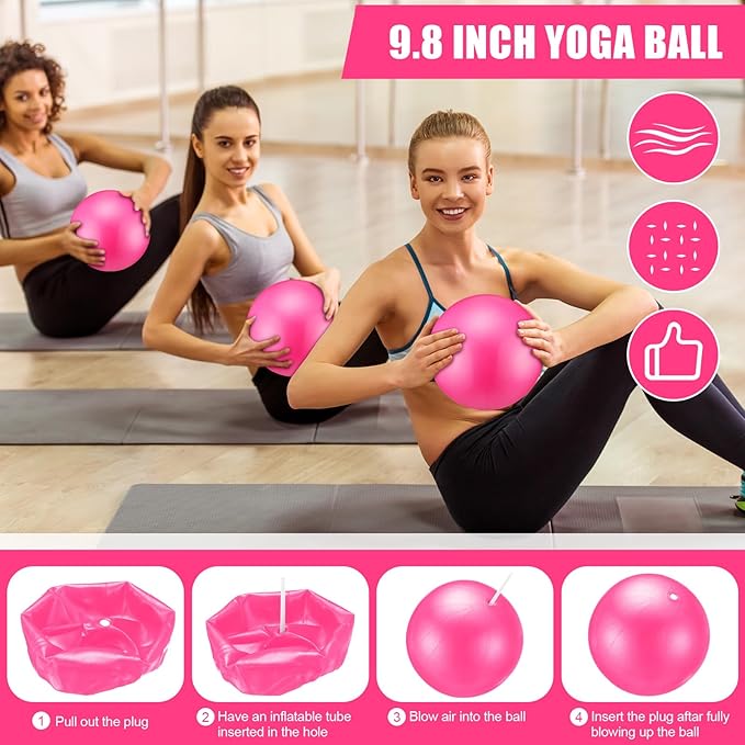 10 Pcs Pilates Ring Set for Women Home Yoga Equipment Accessories Pilates Ring Circle and Ball Workouts Gift Include Ball Yoga Circle Resistance Bands Block Straps Gym Bag