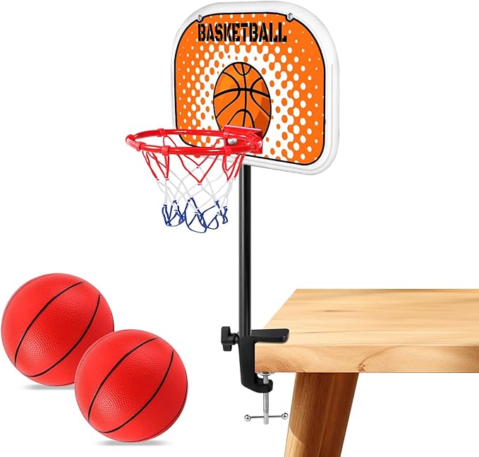 Indoor Basketball Hoop Tabletop Basketball Hoop Indoor with Clips Mini Desktop Basketball.Hoop Set with Two Balls Mini Hoops for Desk Table Bedroom Basketball Toys for Kids and Adult