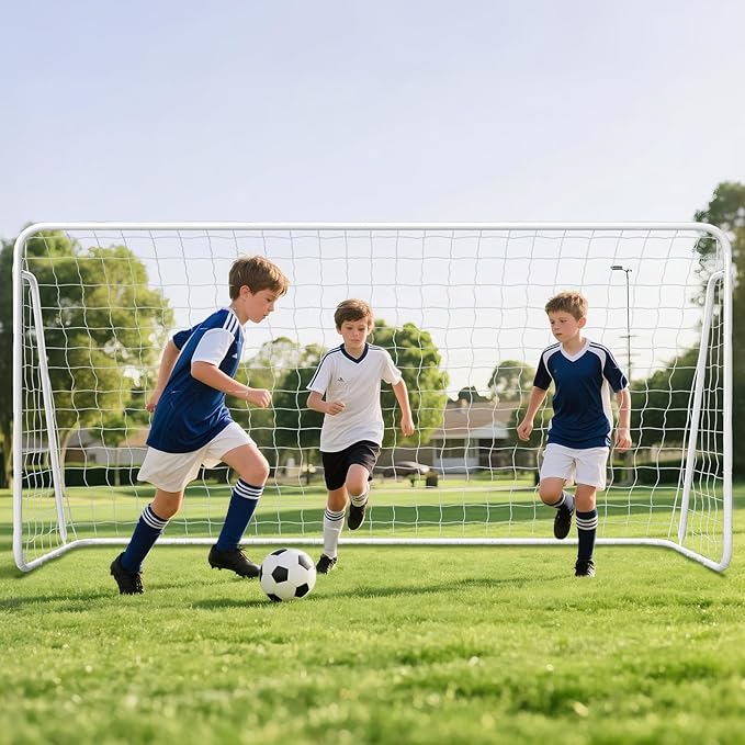 Docred 6x4/8x6/10x6.5/12x6/16x7ft Soccer Goals, Foldable Steel Soccer Goal for Backyard, Weatherproof Metal Soccer Goal for Teens/Adults Practice Training