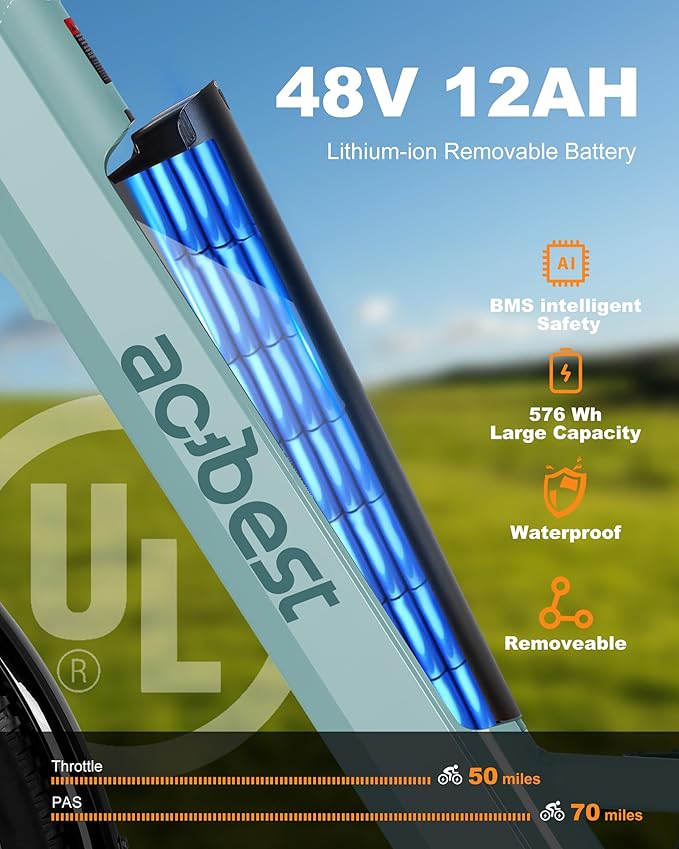 Cores Electric Bike for Adults, 26" Electric Commuter Bike with 1200W Peak Motor, 28MPH 70 Miles Max, 48V 576Wh Removable Battery, 7-Speed City Cruiser Mountain E Bike for Commuting