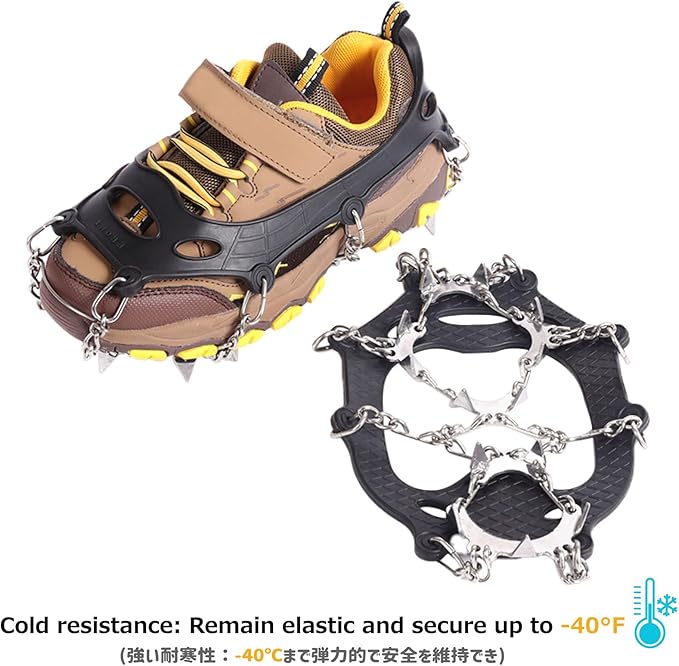 Azarxis Walk Traction Ice Snow Cleat Treads Grips Grippers Crampons Creepers with 19 Spikes for Shoes Boots Men Women Walking Climbing Hiking Fishing Heavy Duty Anti Slip Stainless Steel