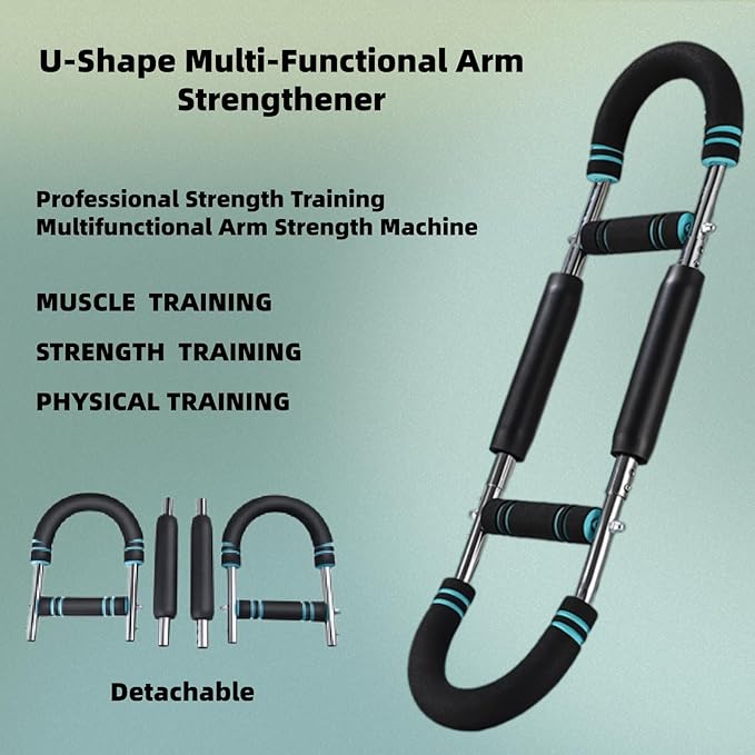 Twister Arm Exerciser 40-100lb,3-Position Adjustable Arm Trainer - Portable Power Twister Bar for Chest & Upper Body Workout, Detachable Home Gym Equipment for Men Women, Blue