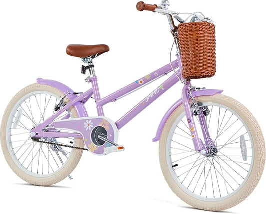 JMMD Girls Bike for 4-12 Years Old Kids, 12 14 16 18 20 24 Kids Bike with Training Wheels, Basket and Doll Seat, Toddler Girls Bicycles with Handbrake & Kickstand, Multiple Colors