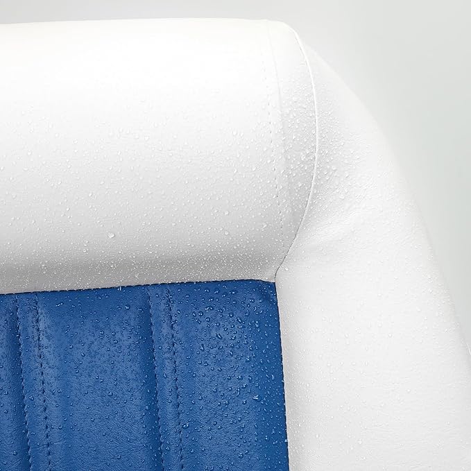 Elite Folding Boat Seat Low Back Boat Seating Fold-Down Fishing Boat Seat, 2 Pack, White/Blue