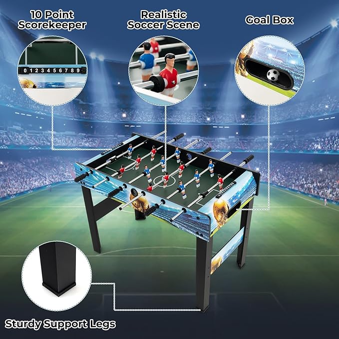 Giantex Foosball Table, 37" Foosball Table Adult Size, with 2 Balls, Score Keeper, Removable Legs, Tabletop Foosball Game, Soccer Table Game for Kids, Teens, Game Room, Parties, Family Night