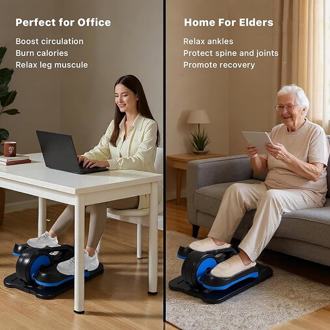 Under Desk Elliptical Machine,Electric Ellipse Leg Exerciser as See on TV with Remote Control,12 Level Speeds Seated Pedal Exerciser for Seniors Adults, Manual & Auto Mode
