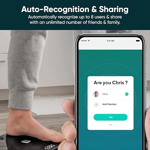 Wyze Smart Scale, Scale for Body Weight, Digital Bathroom Scale for Body Fat, BMI, and Heart Rate, Body Composition Analyzer with App, Batteries Included, Bluetooth, 400 lb, Black