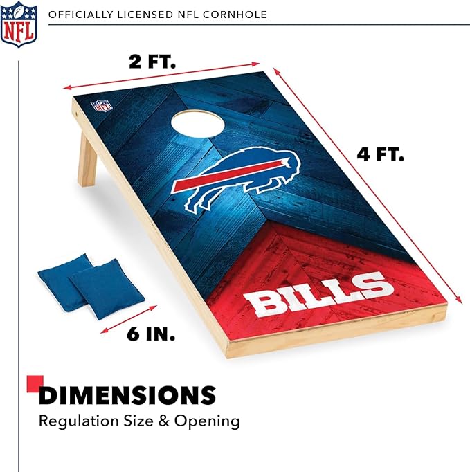Wild Sports NFL Football 2' x 4' Regulation Size Solid Wood Cornhole Set with Direct Print HD Team Graphics Great Gift for Any Football Fan! Bean Bag Toss Family Outdoor Game