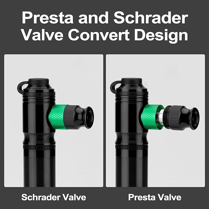 ROCKBROS Mini Bike Pump 110PSI Hand Pump and CO2 Inflator Dual Purpose Presta and Schrader Valve Compatible Bicycle Tire Pump for Road and Mountain Bikes Insulated Sleeve - No CO2 Cartridges Included