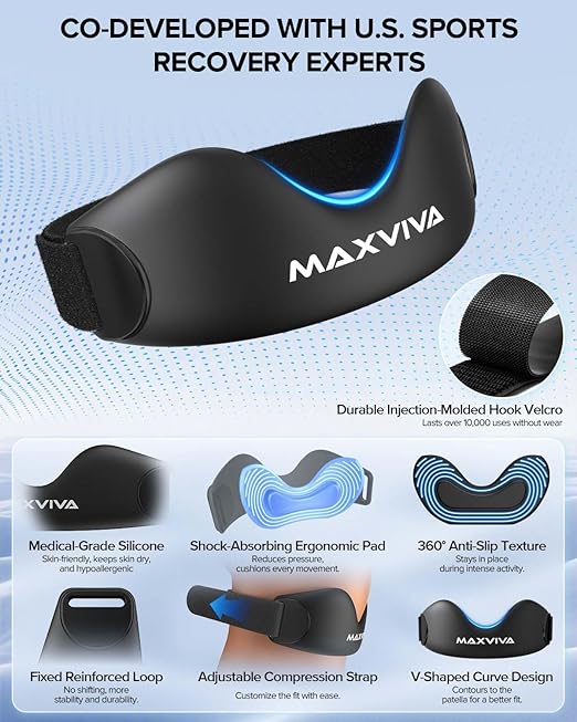 Patellar Tendon Support Strap 2 Pack, Knee Brace Patella Band for Running Hiking Basketball Gym Fitness Tennis Badminton Cycling, Offers Relief from Meniscus Tear and Knee Pain.