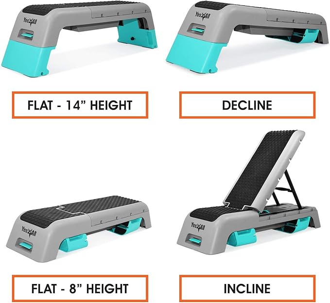 Yes4All Multifunctional Aerobic Deck - Versatile Fitness Station, Weight Bench, Aerobic Stepper, Plyometrics Box for Cardio Workouts and Strength Training