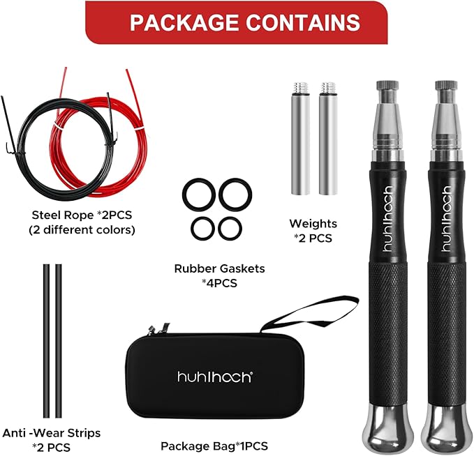 Speed Weighted Jump Rope with Secure Lock Mechanism, 360° Smooth Swivel, Non-Slip Matte Textured Handles, Features 2 Performance Cords for Effective Fitness Workouts