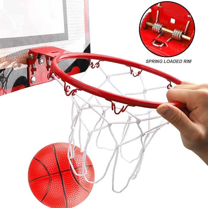 Indoor Basketball Hoop Set for Kids Adults, Pro Mini Basketball Hoop for Door Wall, Room Basketball Hoop Over The Door Outdoor Basketball Hoop with 4 Balls Toy Gift for Boy Girl