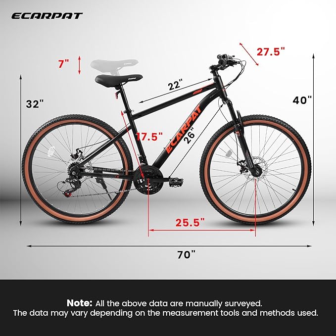 Mountain Bike 27.5 Inch Wheels, 21-Speed Mens Womens Trail Commuter City Mountain Bike,High Carbon Steel Frame Disc Brakes Thumb Shifter Front Fork Bicycles
