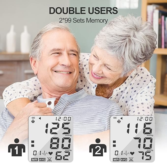 Blood Pressure Monitors, Bp Monitor - Blood Pressure Machine Large Cuff Blood Pressure Monitor Upper Arm Cuff 8.7''-17.3'', Large Screen, 2 Users Total 198 Memories