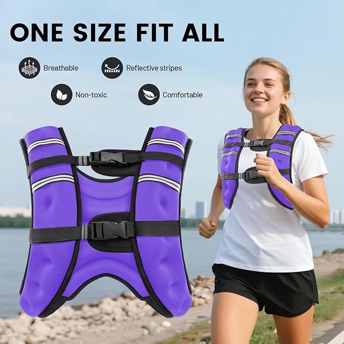 Weighted Vest for Woman Men,6lb/8lb/12lb/16lb/20Lb/25lb Weight Vest with Reflective Stripe Adjustable Buckle Strap Back Pocket Workout Strength Training Walking Jogging Running
