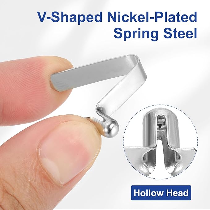 HARFINGTON Single Button Kayak Paddle Snap Spring Clip Spring Steel V-Shaped Hollow Lift Telescopic Locking Tube Pole Clips for Tent Umbrella Camping