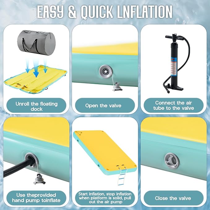 Specraft Inflatable Floating Dock, Non-Slip Air Dock Platform loating Island Raft with Rope Ladder for Pool Lake Beach Ocean