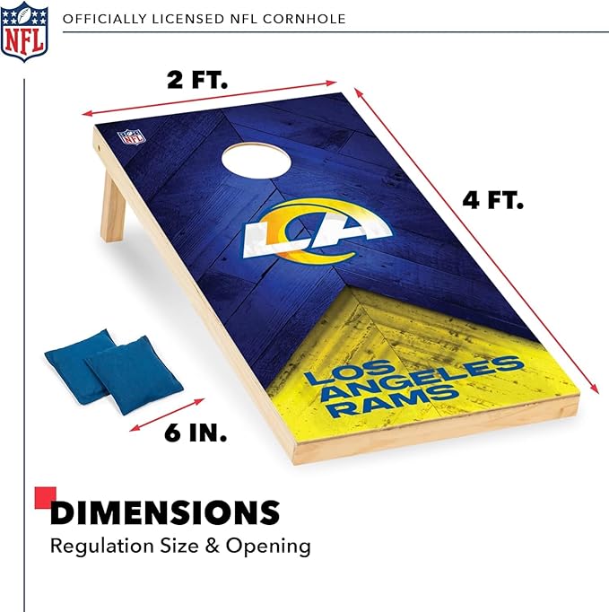 Wild Sports NFL Football 2' x 4' Regulation Size Solid Wood Cornhole Set with Direct Print HD Team Graphics Great Gift for Any Football Fan! Bean Bag Toss Family Outdoor Game