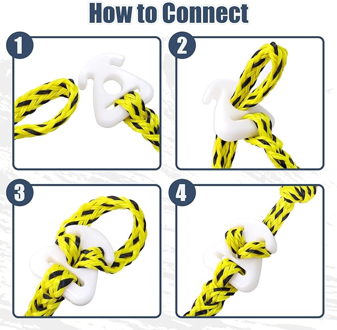 Boat Tow Rope 60ft 3-6K, Floating Ropes for Towable Tubes，Watersport Accessories