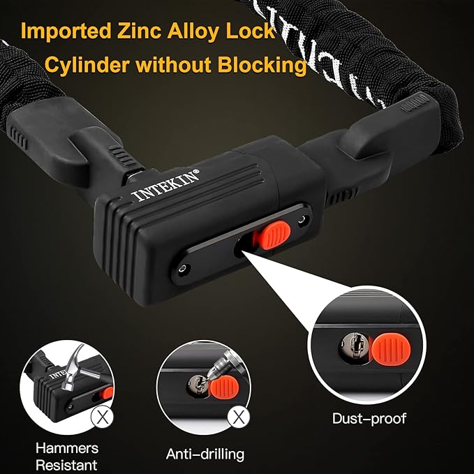 Bike Chain Lock 3FT/4FT/5FT Heavy Duty Bike Lock Anti-Theft Bicycle Chain Lock 8mm/10mm Thicker Bicycle Lock Chain Bike Lock with 3 Keys for Bike, Motorcycle