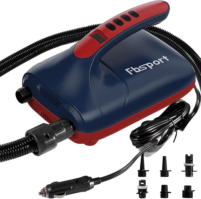 FBSPORT 20PSI High Pressure SUP Vehicle Electric Air Pump, Inflation Paddle Board Pump for Stand Up Paddle Boards, Inflation & Deflation Function Quick Air Inflator for Paddleboards