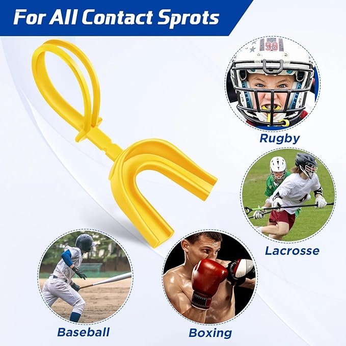 Dunzy 10 Pcs Strapped Mouth Guard Sports Mouthguard with Strap No Boiling Mouthguard Adult Youth Football Mouthpiece Mouth Protector for Boxing Basketball Lacrosse