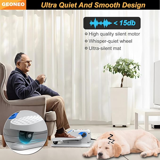 Under Desk Elliptical Machine, Electric Ellipse Leg Exerciser for Senior, Quiet and Compact Electric Seated Pedal for Home with Display Monitor, Remote Control and 12 Adjustable Speeds