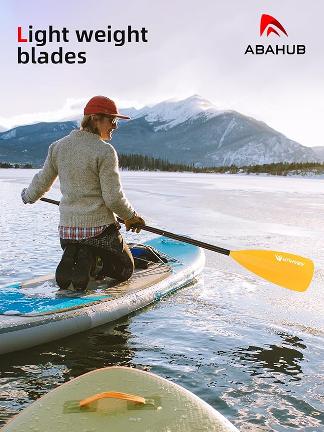 Abahub SUP Paddle - 3 Piece Adjustable Paddles - Lightweight Stand-up Paddle Oars for Paddleboard, Adjustable Aluminum Alloy Shaft 68" - 84", Black/Blue/Green/Orange/Red/Yellow Plastic Nylon Blade