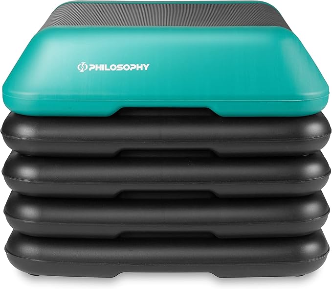 Philosophy Gym Aerobic Exercise Adjustable High Step Platform, with 4 Risers Included