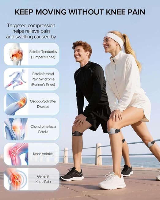 Patellar Tendon Support Strap 2 Pack, Knee Brace Patella Band for Running Hiking Basketball Gym Fitness Tennis Badminton Cycling, Offers Relief from Meniscus Tear and Knee Pain.