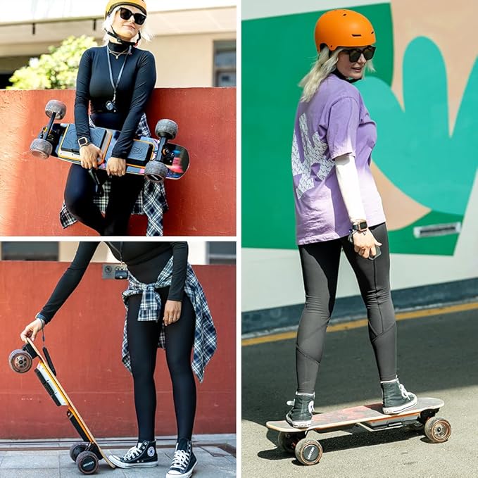 Electric Skateboard with Remote, 200W Motors/2 × 600W Motors, 13Mph/28Mph Top Speed, 4 Speed Smooth Braking, Suitable for Adults and Teens Beginners-Flamo/S3 Mini