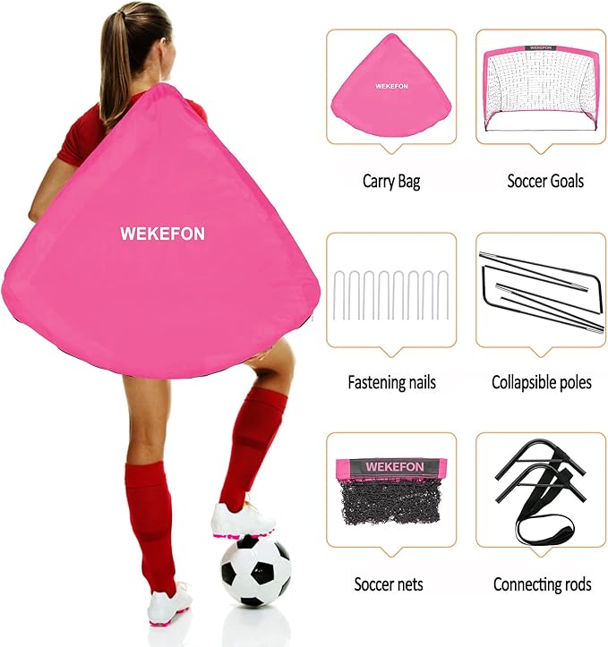 Soccer Goal with Carry Bag, 10/9MM Strengthen Pole, Arched Design, Kids Soccer Goals for Backyard Set 5x 3.1/3.6x2.7/2.9x2.4ft Portable Pop Up Soccer Nets for Toddler, Adults, Youth Games, Play, Gifts