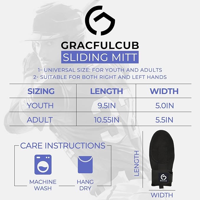 Gracfulcub Baseball Sliding Mitt, Baseball Glove Softball Guard, Ergonomic Design Protecting Fingers for Basic Base Running
