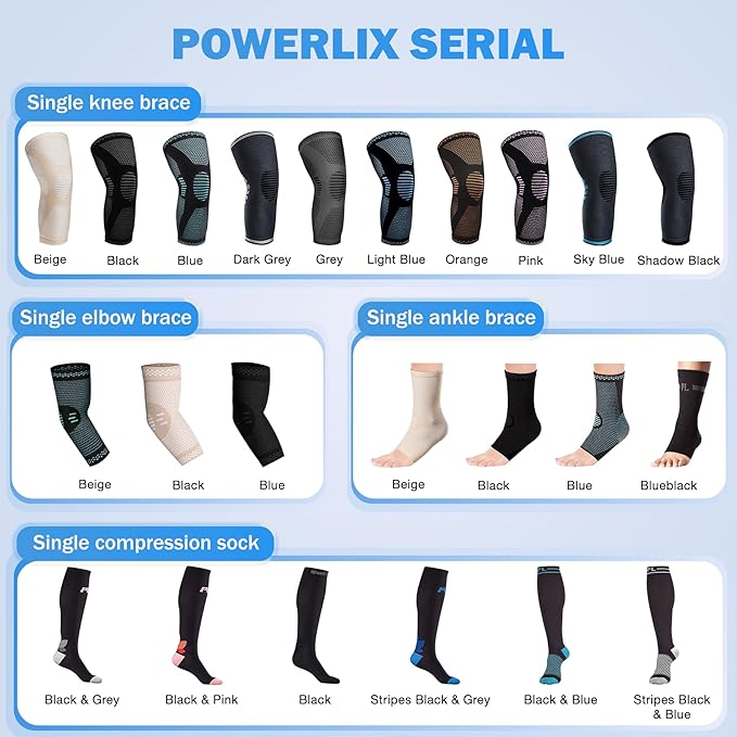 POWERLIX Knee Brace with Support and Pad for Pain Relief, Medical Knee Support, Compression Knee Sleeve for for Men & Women Knee Support for Running, Basketball, Volleyball