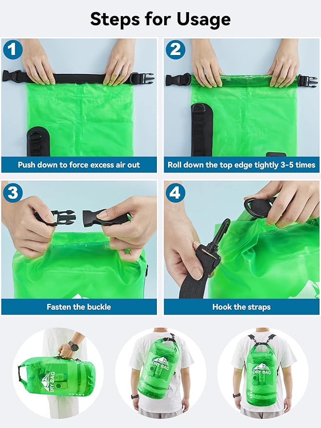 HEETA Dry Bag Waterproof for Women Men, 5L/10L/20L/30L/40L Roll Top Lightweight Dry Storage Bag Backpack with Phone Case for Travel Swimming Boating Kayaking Paddle Board Camping Beach Accessories