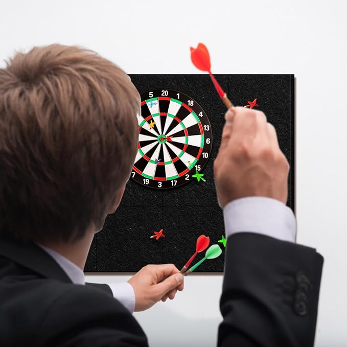 Extended Length Dart Board Surround Wall Protectors Fit 17.75'' and 18'' Dartboard Dart Backboard Felt Wall with Removable Adhesive Tabs
