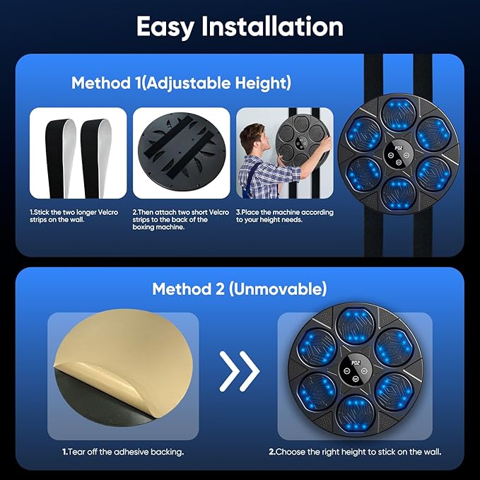 Music Boxing Machine for Adults,Wall Mounted Smart Bluetooth Musical Boxing Machine, Boxing Target Workout Equipment with Boxing Gloves,for Home, Gym, Office