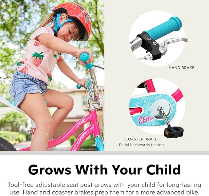 Schwinn Elm and Koen Bike or Balance Bike, 12-20 Inch Bike for Kids Ages 2-13, Black, Blue, Red, Teal, Pink or Purple, SmartStart Ergonomic Design, Adjustable Seat Grows with Child, Training Bicycle