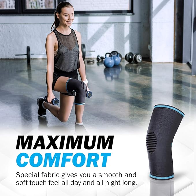 Powerlix Compression Knee Sleeve for Women & Men, Medical Knee Brace for Arthritis, Knee Pain Relief, Meniscus Tear, Injury Recovery, Knee Support, Workout Protection,Running, All Sports (Blue, Small)