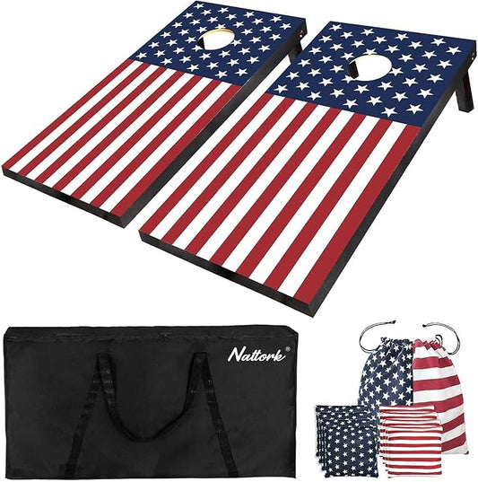 Cornhole Board Set with Carrying Bags & 8 Bean Bags Corn Hole Boards Bean Toss Game for Adults Family Outdoor Lawn Outside Backyard Games