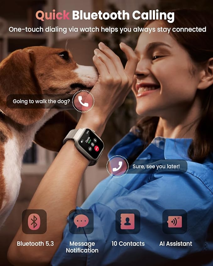 Fitness Smart Watches for Women Men: Smart Watch for iPhone&Android Bluetooth Call with 24/7 SpO2 Sleep Heart Rate Monitor, IP68, Fitness Tracker with 120+Sport, Reloj Inteligente 30 Day Life, 2 Bands