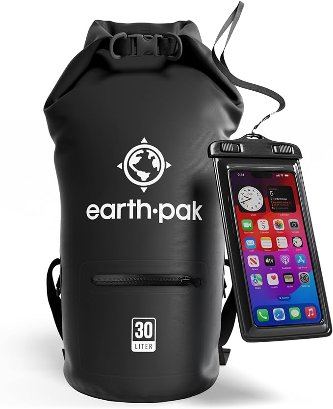 Earth Pak Waterproof Dry Bag with Zippered Pocket - Waterproof Dry Bag Backpack Keeps Gear Dry