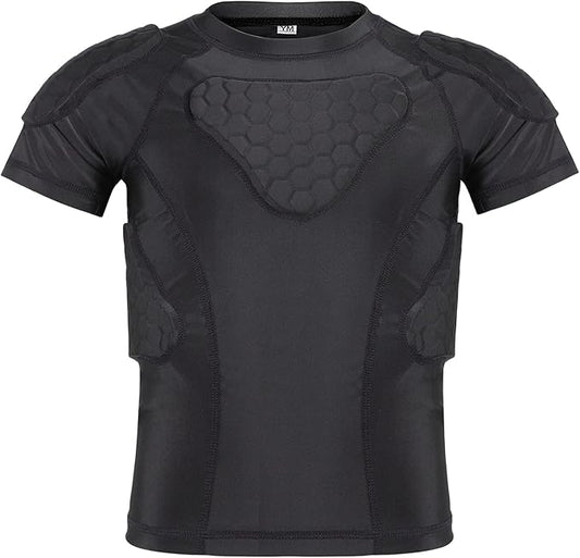 Youth Padded Compression Shirt Rib Protector for Football Protective Gear Baseball Padded Shirt Kid Child Boys